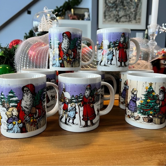 Set of 8 Miyazaki Create Old World Christmas Santa Old St. Nick Porcelain - Picture 1 of 16